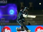 Rahul Tewatia batting vs PBKS in an IPL 2022 match