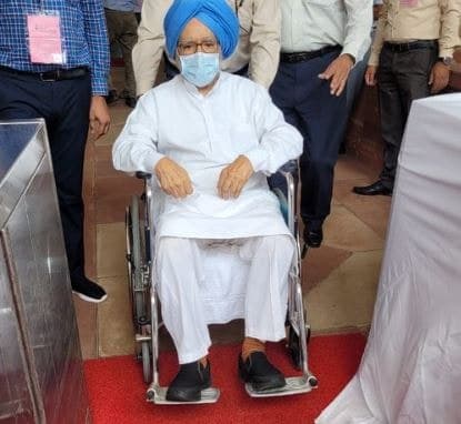 Manmohan Singh in Parliament on Saturday. (ANI)