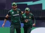 Shaheen Afridi (L) and Babar Azam during T20 World Cup 