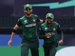 Babar Azam celebrates with Shaheen Shah Afridi