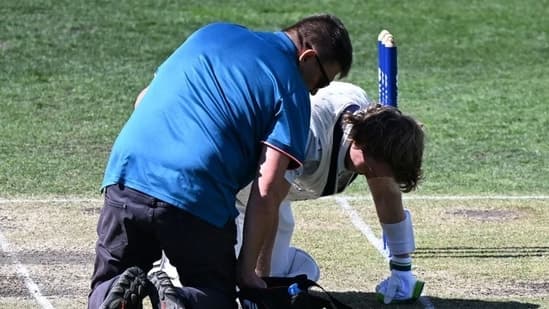 Australian batter Will Pucovski suffered a nasty blow on his head