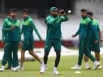 Pakistan's Babar Azam during the practice session 