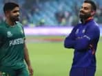 Babar Azam (L) with Virat Kohli