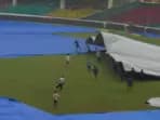 Latest news on September 28, 2024: Covers being placed Kanpur's Green Park Stadium.