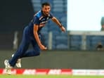 Prasidh Krishna in action during the first India vs England ODI in Pune