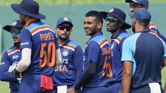 Indian players in action during intra-squad match.