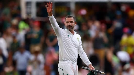 South Africa's Dean Elgar celebrates after winning the match 