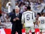 Real Madrid coach Carlo Ancelotti and Jude Bellingham celebrate