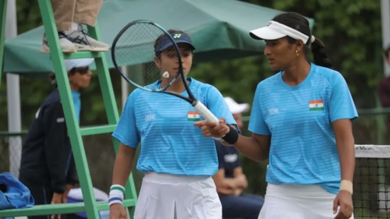 Ankita Raina (left) wins two matches(Twitter/AITA)