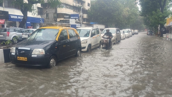 Water logging at Maharshi Karve Rd between Churchgate station and charni Rd East in Mumbai.