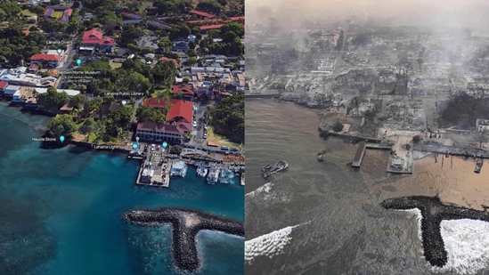 Smoke and flames rise in Lahaina, Maui County, Hawaii, U.S., August 8, 2023 in this still image from video obtained from social media.(Twitter/KanekoaTheGreat)