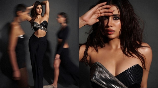 Janhvi Kapoor set the ramp ablaze at the Lakme Paris Fashion Week as the stunning actress turned the showstopper for designer Amit Aggarwal. Showcasing the designer's latest Pret collection called Core, Janhvi walked the ramp along with the models. Her stunning look in a black bralette and draped skirt, complemented by glamorous make-up, is sure to leave you in awe. Scroll down for more details.(Instagram/@janhvikapoor)