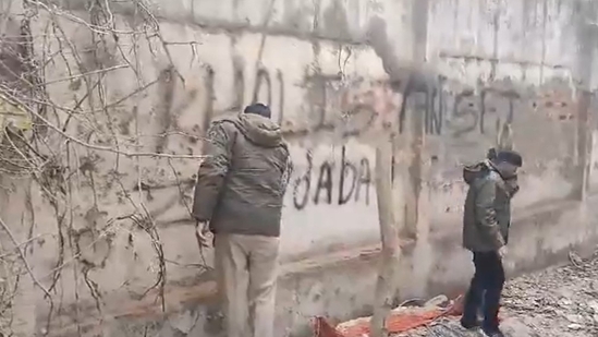 Pro-Khalistan graffiti found written on the boundary wall of a government school(X/@ANI)