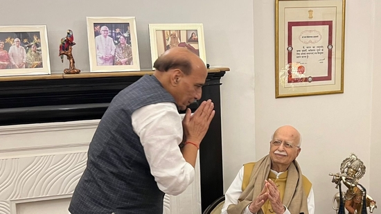 A file photo of Rajnath Singh with Lal Krishna Advani