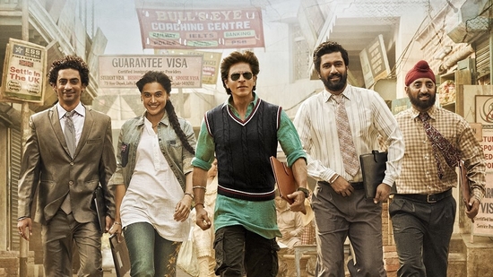 Shah Rukh Khan, Taapsee Pannu and Vicky Kaushal in Dunki poster.