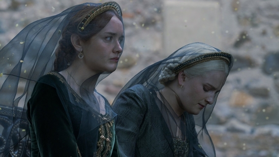 Olivia Cooke and Phia Saban in a still from episode 2 of House of the Dragon season 2.