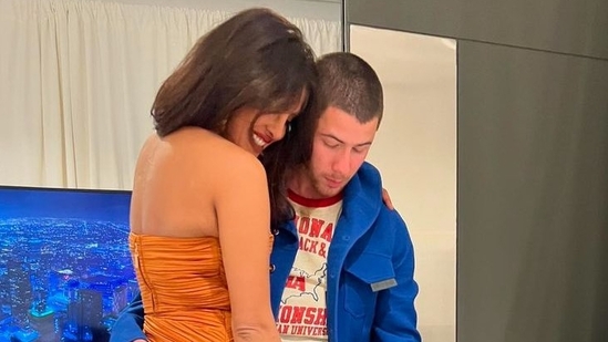 Priyanka Chopra and Nick Jonas backstage at his London concert