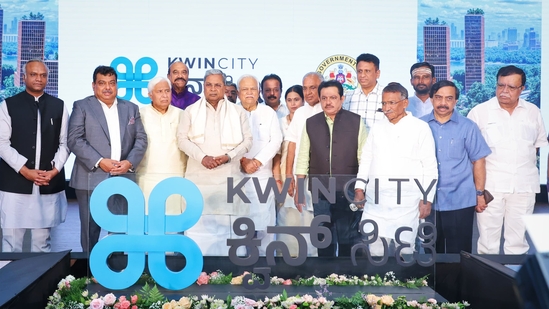 Karnataka CM Siddaramaiah, along with his colleagues launch KWIN city near Bengaluru. (X/MBPatil)