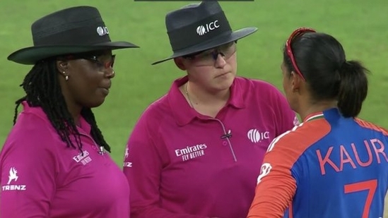 Harmanpreet Kaur was not happy with the run-out call by the umpires