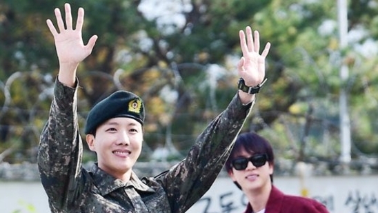 J-Hope returns from military service, welcomed by Jin