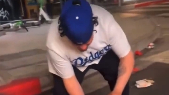 A 25-year-old LA Dodgers fan became the subject of a freak accident as the baseball's team celebratory chaos engulfed the streets.(X/twitter)