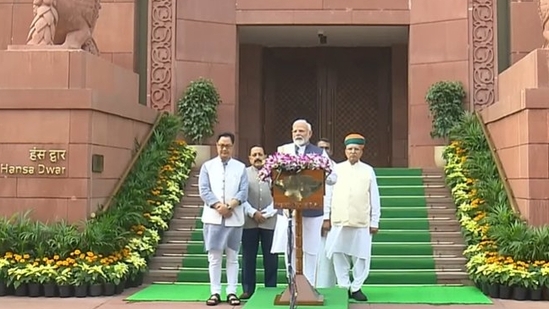 PM Modi delivering his customary speech ahead of the beginning of Parliament Winter Session on Monday, November 25